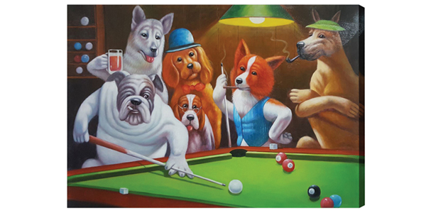 Dogs Playing Pool Oil Painting On Canvas OP 7 Loria Awards   0P 7 DOGS POOL 12 18 2020 Image  Small 