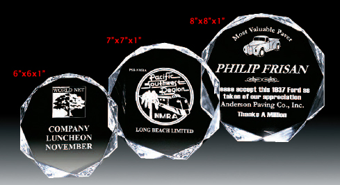 PDU-44336 Clear Acrylic Octagon Award Available in 3 Sizes 