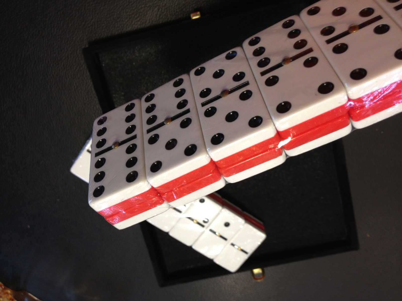 Domino Set Jumbo White & Red sided Double 6 with spinners @ Loria Awards